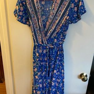 Zesica bohemian floral wrap maxi dress size L